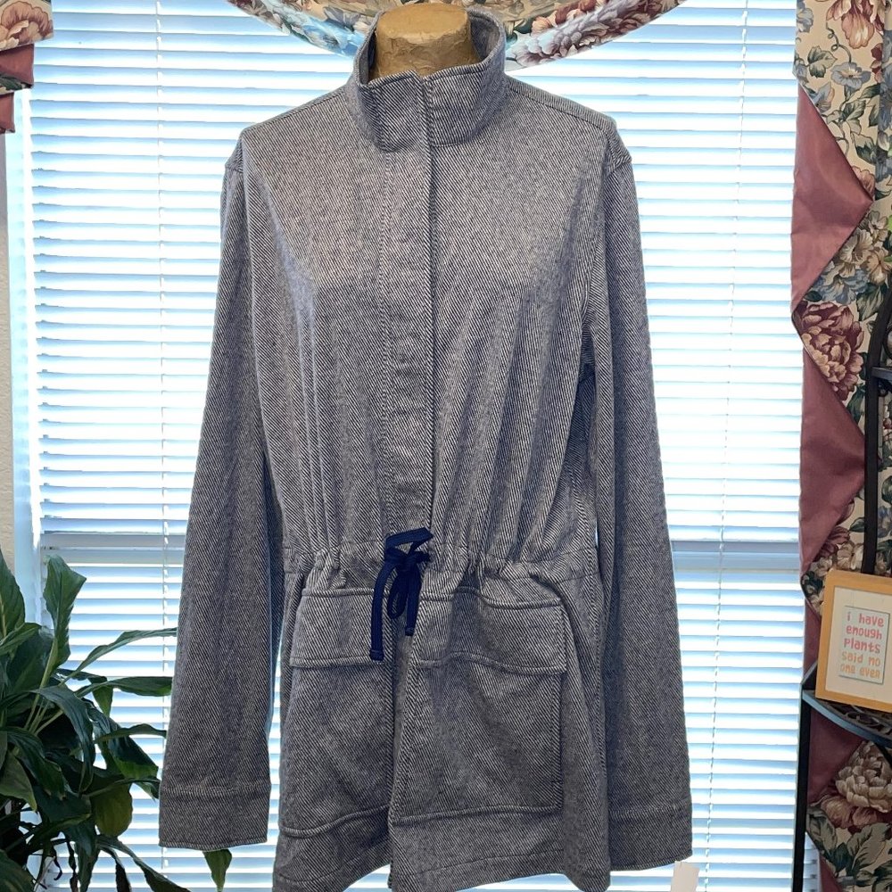NWT $90 Blue Cloth Drawstring Coat LANDS' END L 42 - 44
